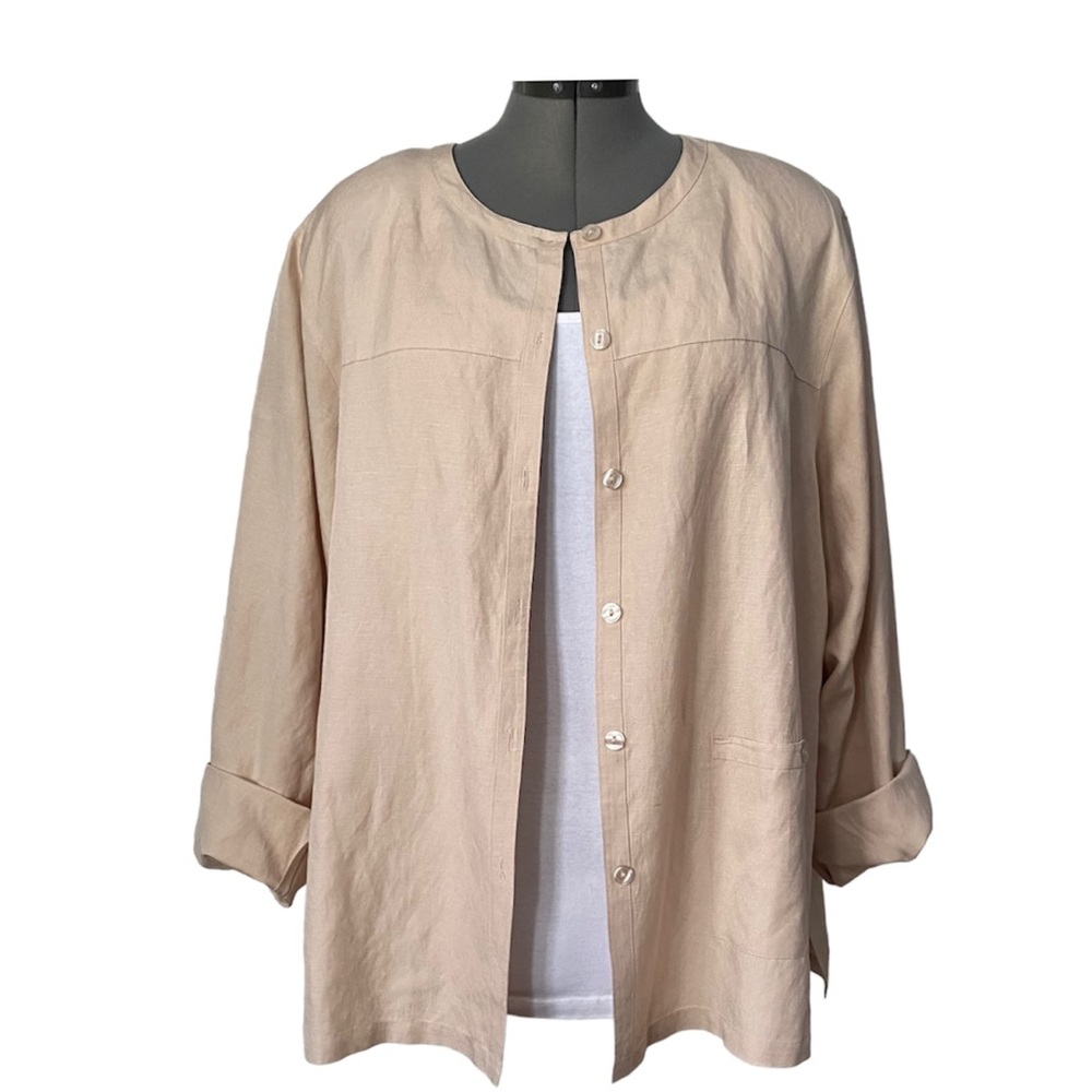 SilkLand Beige Open-Front Lightweight Jacket